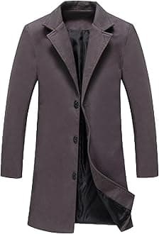 JEShifangjiusu Men'S Trench Coat Long Wool Coat Winter Classic Overcoat Top Pea Coat Casual Business Cotton Blend Jacket