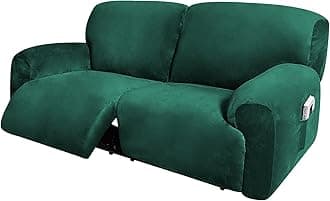 ULTICOR Extra Wide 75" - 100", Reclining 2 Seater Sofa Cover, Extra Wide Reclining Love Seat Slipcover, 6-Piece Velvet Stretch, Reclining Sofa Covers, Thick, Soft, Washable (Retro Green)