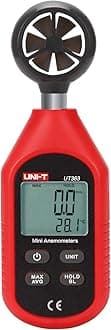 UNI-T UT363 Handheld Anemometer Wind Speed Meter Wind Chill Air Temperature Gauge -14°F to 122°F (-10°C to 50°C) with LCD Backlit Max/Avg Data Hold