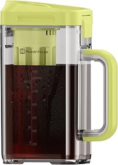 Maestri House Cold Brew Coffee Maker, 40oz Iced Tea and Coffee Maker Brewer Space Saving Tritan Pitcher, 350 Mesh Filter, 100% Leak-Proof