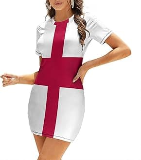 Fattyeery Womens Summer Casual Loose Dress England Flag Long Dress Short Sleeve for Girls Fashion Skirts S