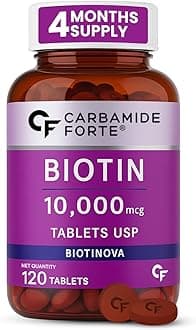Carbamide Forte Biotin Tablets for Hair Growth | Biotin Supplement 10000 mcg | Hair Supplements for Women & Men | 120 Hair Growth Tablets - 4 Months Supply