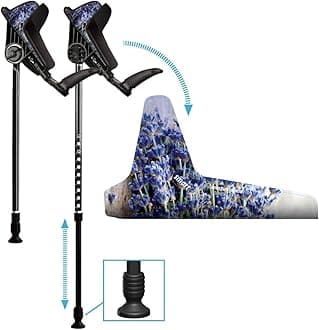 Ergonomic Custom Forearm Crutches for Adults, Multiple Colors, Adjustable Forearm Rotates 15-90 Degrees - Heights 4'4" to 6'4" - 265 lbs Non Weight Bearing