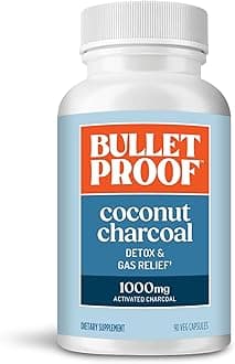 Bulletproof Coconut Charcoal Detox and Gas Relief Capsules, 90 Count, Sourced from 100% Coconut Shells