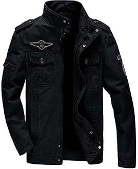 KEFITEVD Men's Winter Fleece Jacket Warm Cargo Stand Collar Military Thicken Cotton Jackets Coat