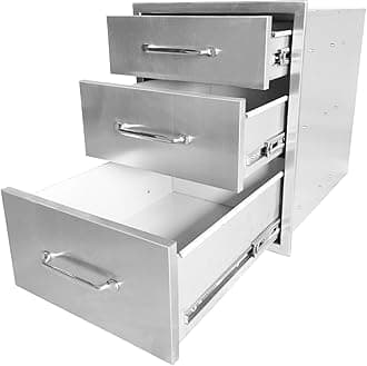 PioneerWorks 18" W x 23" H x 23" D Outdoor Kitchen Drawers, 3-Layer Outdoor K...