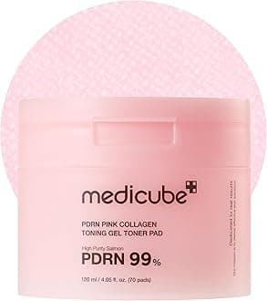 medicube Toner Pads Salmon DNA PDRN Pink Collagen Jelly Pad | Korean Gel Toner Pad | Niacinamide, Madecassoside, Retinol | Soothing, Radiance, Uneven Skin Tone | Korean Skin Care | 70 Pads (1 Pack)