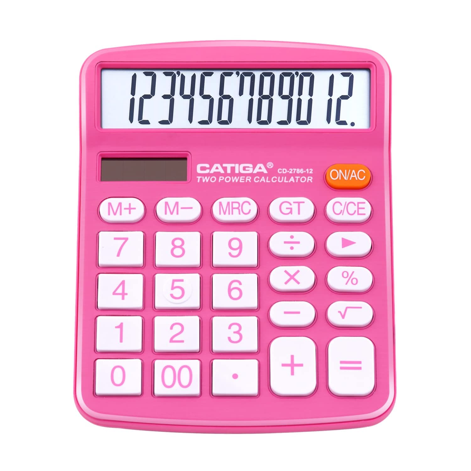12 Digit Desktop Calculator with Large LCD Display and Sensitive Button, Dual Solar Power and Battery, Standard Function for Office, Home, School, CD-2786