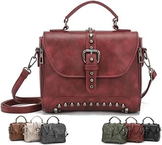 Women Vintage Rivet Saddle Shoulder Bag Crossbody Bag Sling Bag Satchel