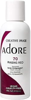 ADORE COSMETICS Semi-Permanent Haircolor #070 Raging Red 4 Ounce (118ml) (6 Pack)