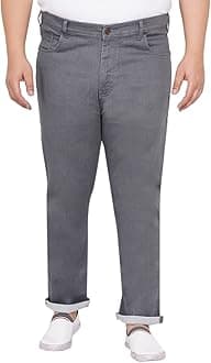 JOHN PRIDEPlus Size Men's Stretchable Mid-Rise Comfort Fit Clean Look Cotton Jeans for Men