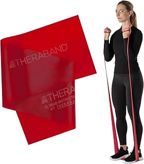 THERABAND Professional Resistance Band, Red Level 2 Medium, 5 ft Exercise Band for Physical Therapy, Strength Training, Upper and Lower Body Workouts, Yoga and Pilates