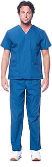 Dagacci Scrubs for Men Set - V-Neck Scrub Top and Cargo Pants - 8 Pockets Men Scrubs Set