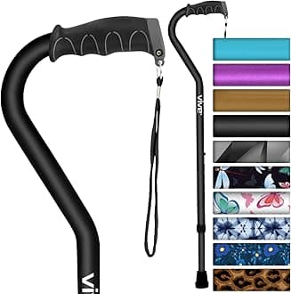 Walking Cane for Women, Men, Elderly - Patented Offset Grip - Lightweight Adjustable Walking Aid with a Non-Slip Tip - Sturdy Balancing Mobility Aid for Seniors