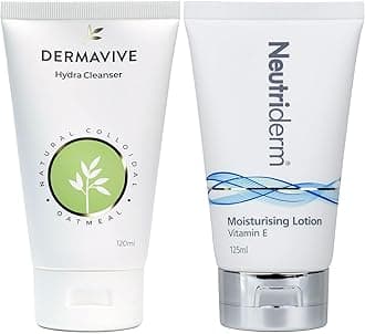 - Pre-Makeup Skincare Combo, Vitamin E Moisturiser 125 Ml And Dermavive Hydra Cleanser Lotion (Combination) 120 Ml