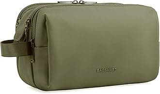 BAGSMART Toiletry Bag for Men, Travel Toiletry Organizer Dopp Kit Water-resistant Shaving Bag for Toiletries Accessories, Door Room Essentials, Green, Medium, Minimalist