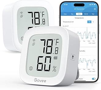 WiFi Thermometer Hygrometer 2Pack H5103, Indoor Temperature Humidity Sensor with Electronic Ink Display, App Notification Alert, Free Data Storage Export, Digital Remote Monitor for Bedroom