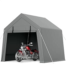 6 x 6 ft Portable Carport, Storage Shed with Heavy Duty Waterproof Tarp & 2 Roll-Up Zipper Doors, Ideal Tent for Motorcycles, Bikes, Garden Tools, and Firewood