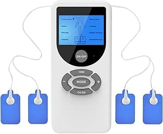 TENS Machine for Pain Relief, TENS Electric Massager with 6 Massage Modes and 8 Replacement Pads, Rechargeable Electric Massager for Back, Joint Pain Relief (White-C)