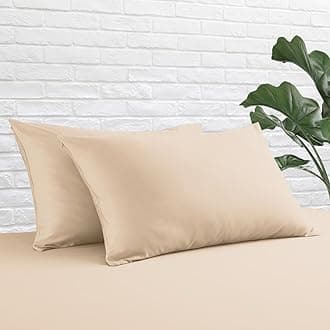 King Size Pillow Protector Set of 2, 100% Egyptian Cotton Pillow Cases with Zipper 400 Thread Count Sateen Weave Cotton Beige Pillow Protector Queen King Pillow Covers for Home/Hotel