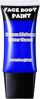 Blue Face Paint, Professional Face Painting Kit, Cream FX Water Based Body Paint, Full Coverage Foundation Makeup, SFX Makeup For Halloween Avatar Corpse Bride Mystique Mermaid Clown Cosplay
