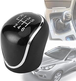 Ford Car Gear Knob - 6 Speed, Fit for Ford Focus Fiesta Mk2 Mk3 C-Max S-Max Mendeo IV Mk4 - Premium PU Leather - Black