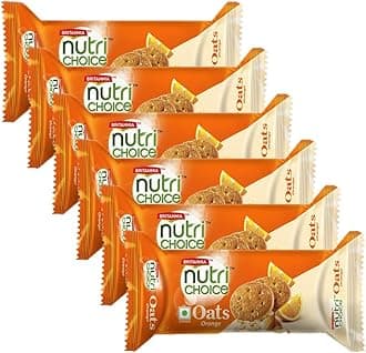 NutriChoice Oats Orange 2.64oz (75g) - Breakfast & Tea Time Snacks - Crunchy, Healthy and Delicious (Pack of 6)