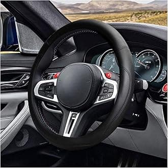 14.5"-15" Car Steering Wheel Cover, Microfiber Leather Cover, Anti-Slip Breathable Steering Wheel Decoration, Universal Steering Wheel Accessories for Diverse Cars (Black)