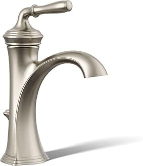KOHLER K-193-4-BN Devonshire® Single-Handle Bathroom Sink Faucet, 1-Hole Installation, Bathroom Faucets with Metal Drain, 1.2 GPM, Brushed Nickel