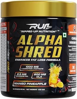 Ripped Up Nutrition Alpha Shred Fat Burner - 150g, Pineapple Mango | With Carbliss® for Blocking Carbs by 40-60% | Weight Management & Metabolism Booster | Enriched with Garcinia Cambogia, Coffee Bean Extra, Caffeine
