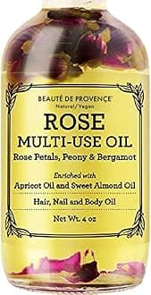Provence Beauty Rose Multi-Use Oil For Face, Body And Hair - Organic Blend Of Apricot, Vitamin E And Sweet Almond Oil Moisturizer For Dry Skin, Scalp & Nails - Rose Petals & Bergamot Essential Oil - 4