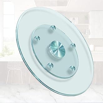 30'' Glass Lazy Susan Turntable Dining Table, 360° Large Round Serving Plate Tabletop Rotating Tray with with 6 Elegance Assist Rotating Wheels, Serving Plate Silent & Smooth Spin, (30inch/76cm)