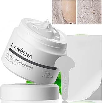LANBENA 2.0 Nose Pore Strips, Blackhead Remover Mask with Salicylic Acid, Amazonian White Clay, Pore Cleanser Purifying Peel off Face Mask with 60 PCS Strips, Aloe Facial Mask(1.05 Ounce)