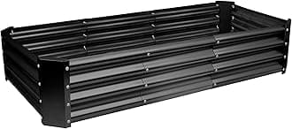 Raised Garden Bed - Anthracite - 180 x 90cm - Rectangle - Bottomless Metal Raised Bed Galvanised Steel Planter Box for Growing Outdoor Plants, Vegetables, Flowers and Herbs