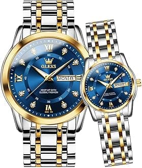 OLEVS Couple Watch Valentines Couple Matching Watches His and Her Couple Set Wrist Watch Men and Women Lovers Wedding Romantic Gifts Set of 2