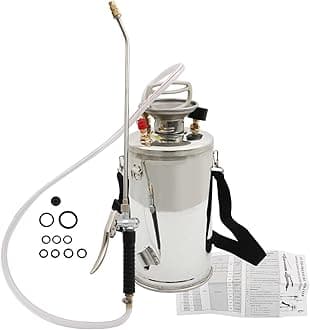 LABLT Stainless Steel Sprayer with Pressure Gauge, Safety Valve, Stainless Steel Hand Pump Sprayer, Stainless Steel Tank Multi-Purpose Sprayer for Spraying in Home/Gardening (1.5 Gallon)