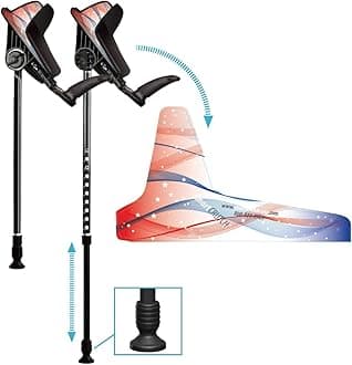 Ergonomic Custom Forearm Crutches for Adults, Multiple Colors, Adjustable Forearm Rotates 15-90 Degrees - Heights 4'4" to 6'4" - 265 lbs Non Weight Bearing