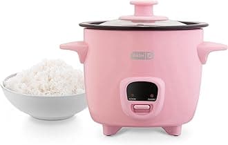 DASH Mini Rice Cooker Steamer with Removable Nonstick Pot, Keep Warm Function & Recipe Guide, Half Quart, for Soups, Stews, Grains & Oatmeal - Pink