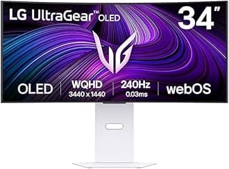UltraGear OLED GX9s SMART Gaming Monitor 34GX90SA-W - WOLED UWQHD 1440p Curved 34 Inch, 240Hz, 0.03ms, HDR 400, webOS AI, Speakers, Wi-Fi, Bluetooth, DP1.4, HDMI 2.1, USB-C, White