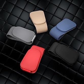 KanSmart Sunglass Holder for Car Visor Sunglasses Clip Magnetic Leather Glasses Eyeglass Holder Auto Interior Accessories Universal for SUV Pickup Truck -Gray