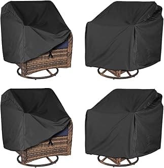 Waterproof Patio Chair Covers 4 Pack ( 37.5 W x 39.25 D x 38.5 H inches) for Outdoor Swivel Chair/Lounge Deep Seat Cover, Heavy Duty and Waterproof Outdoor Patio Furniture Covers, Black