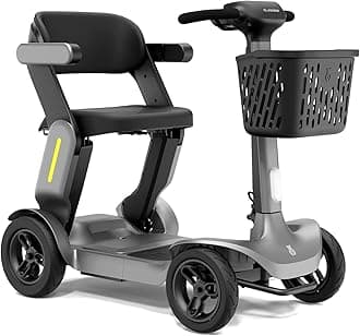 Paiseec Powered Folding Mobility Scooter S3 Pro Grey, Detachable Battery Foldable Electric Scooter with PAi Safety System for Adults Seniors, 25 Miles 6 mph 265 lbs, Adjustable Seat, Slope Safety