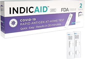 INDICAID COVID-19 Antigen Rapid Test, FDA EUA Authorized OTC COVID Home Test, 2 COVID Tests in a Individual Pack, Convenient for Both Home Use and Business Distribution, HSA/FSA Eligible, Easy to Use