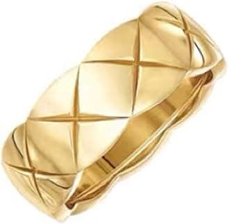 - 18k Gold Plated Rings for Women,Crush Wide Band Gold Plated Ring, Stacking Rings, Wedding Band Minimalist Style