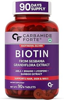 Carbamide Forte Biotin 10000mcg with Keratin and Bamboo Extract Tablets for Hair Growth for Women and Men - 90 Veg Tablets