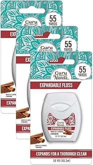Dental Floss, Cinnamon, Pack of 3, Waxed | 55 Yards | Expandable | Gentle Cleaning | For Wide Teeth