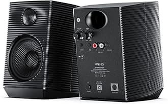 SP3 Powered HiFi Active Desktop Speakers - 80W Stereo Computer Speakers and Home Music Sound System with AUX Audio/RCA, 2-Way (Black)