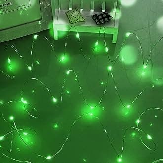 Dalugo Green Lights, 5m/16ft 50 LED Green Fairy Lights Battery Powered for Halloween Decorations, Christmas, St. Patrick's Day