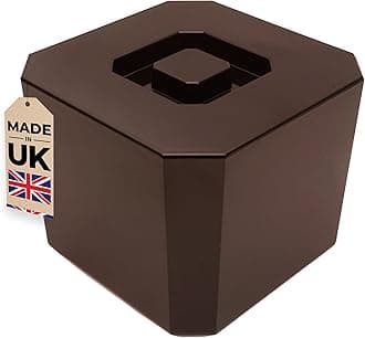 Chabrias Ltd 6L Brown Octagonal Insulated Ice Bucket with Lid & Drainage Liner – UK Made - Double Wall BPA-Free Plastic Ice Bucket for Parties, Bars, BBQs, Home Bar & Garden Drinks Cooler - UK Made