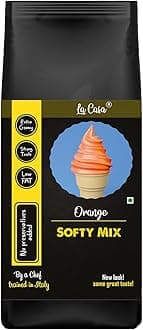 La Casa Soft Serve or Softy Premix - Orange | Extra Creamy & Strong Flavor | Simply add Milk to prepare Soft Serves | 250g |